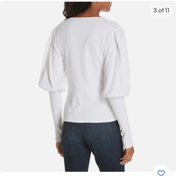 Veronica Beard White ribbed sweater with pour sleeves, size small - Picture 2 of 9